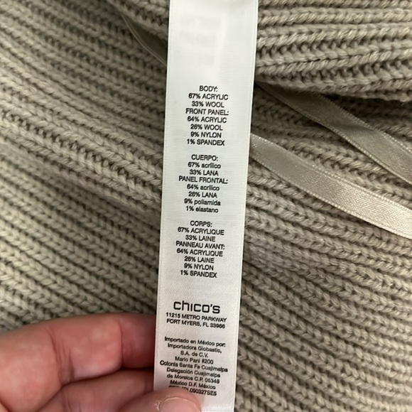 Chico’s Textured Collar Cardigan Beige Size XL - Picture 7 of 8